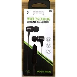Wireless Bluetooth Earbuds Magnetic w/ Mic Black PUGS 794 New